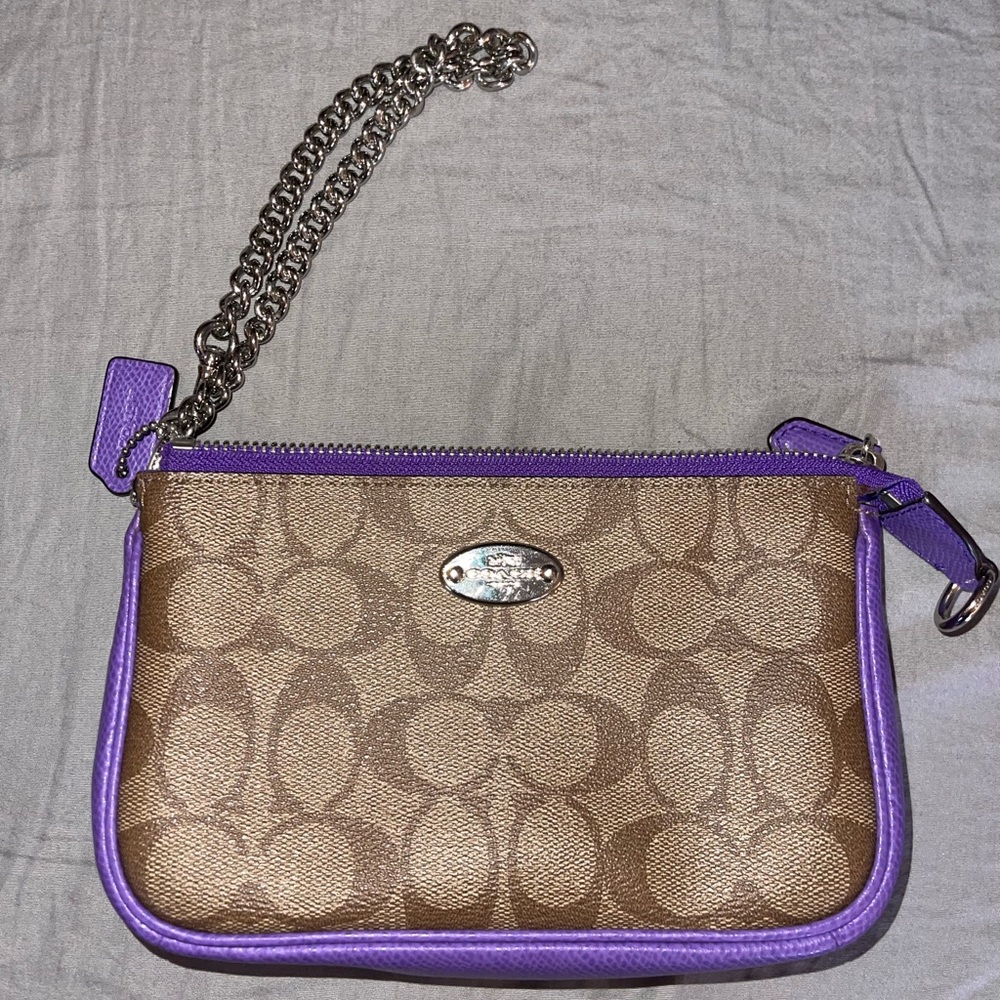 Coach Purple and Khaki Wristlet